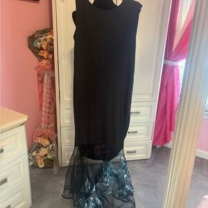 Black Sleeveless Dress with Sheer Hem